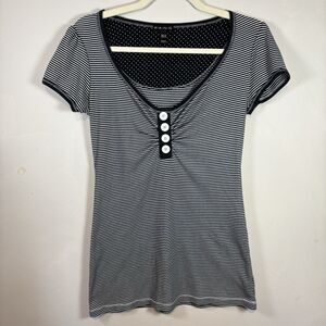 Y2k XL Striped Top Preppy Grunge Nautical Coastal Coquette Fitted Womens